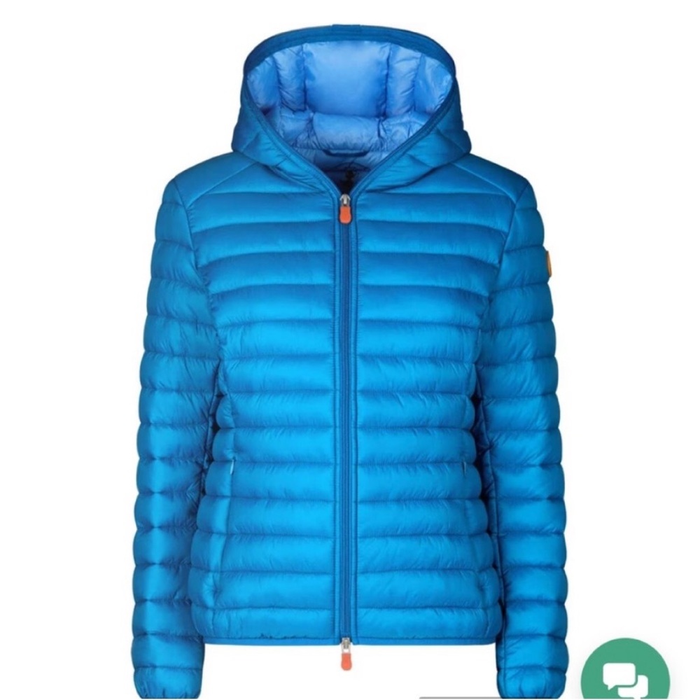 SAVE THE DUCK Women's Bright Blue Hooded Puffer Jacket - Picture 3 of 16